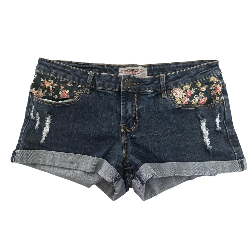 Women's Iris Jeans Denim Shorts XL Blue Floral